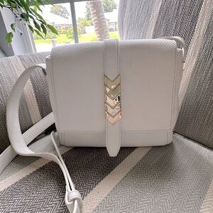 Versace Collection   Pebbled Leather Shoulder Bag Crossbody Purse white